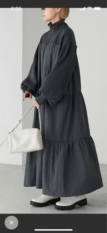 [ forksy. ] 하프 지퍼 도킹 티어드 원피스