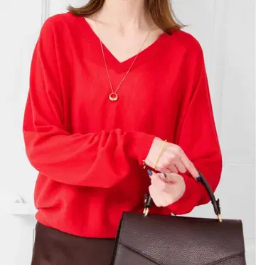 SLOBE IENA 워셔블 돌먼 V넥 풀오버