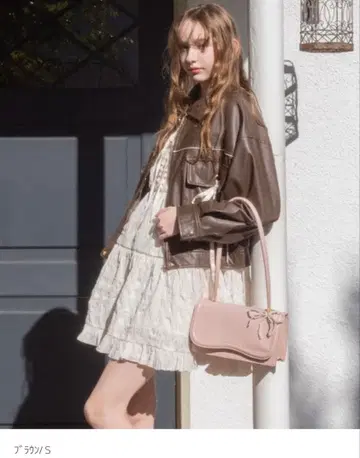 MAJESTIC LEGON 브라운 2way 리본 바이컬러 블루종 S