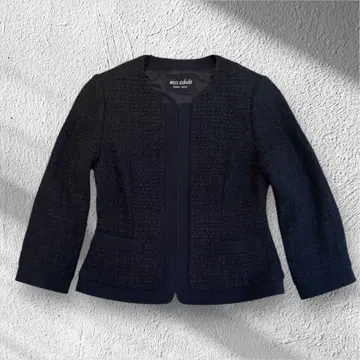 miss Ashida 노카라 트위드 자켓 네이비