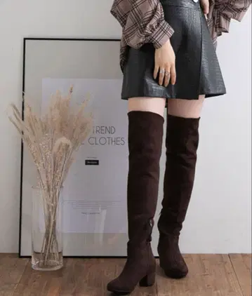 유메텐보 5cm 로우힐 락친 니하이 부츠