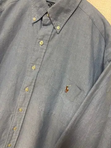 랄프 로렌 버튼 다운 블루 자수