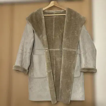 BEAMS HEART 후드 부착 코트 S 그레이 브라운