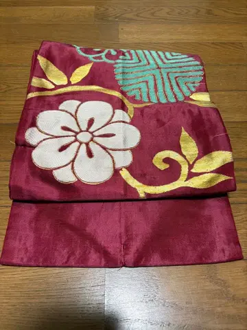 시치미 포함 앤티크!! 꽃과 당초 문양 나고야 오비