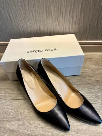 Sergio rossl 블랙 가죽 스틸레토 하이힐