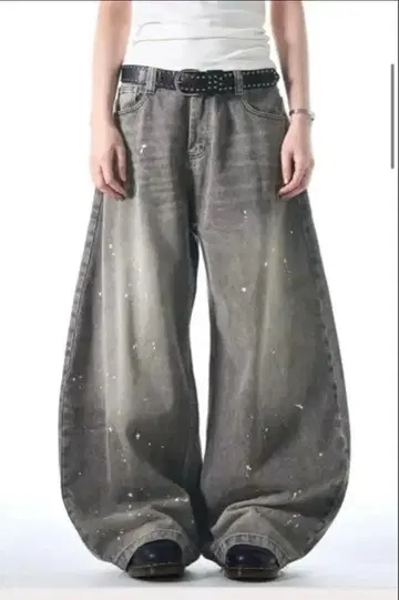 G.E.E.K SPLASH WASHED BAGGY DENIM PANTS