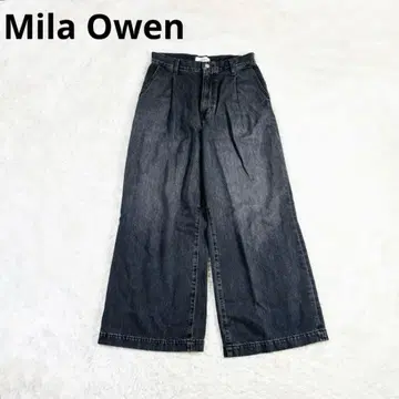 743 미라 오웬 2025 모델 블랙 와이드 팬츠 데님 0