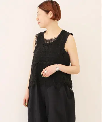 JOURNAL STANDARD LUXE 레이스 MIX 슬리브리스 블라우스