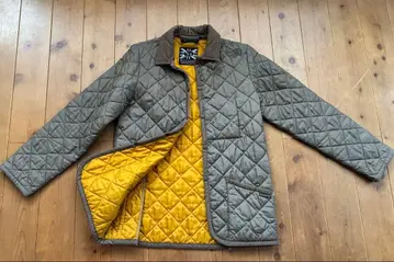 라벤햄 퀼팅 자켓 카키색 코듀로이 옷깃