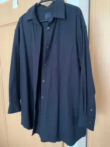 무인양품 워싱 옥스 레귤러 칼라 미들 기장 셔츠 L 블랙