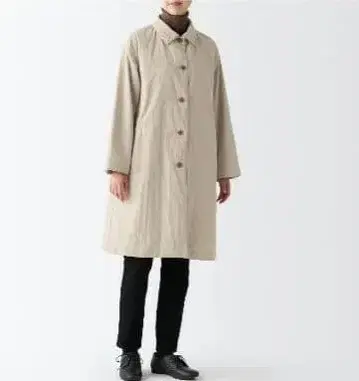 새상품급 MUJI 발수 솜 스텐카라 코트 L 페일 브라운