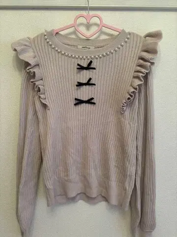 Ank Rouge 펄 리본 니트탑 핑크