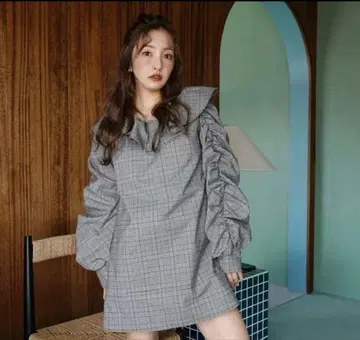 ROSY LUCE FRILL DESIGN CHECK MINI DRESS