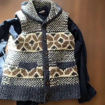 데님 바지 노르딕 무늬 니트 베스트 DENIM DUNGAREE