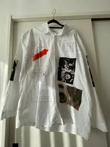 ZARA 아트 프린트 화이트 긴팔 셔츠