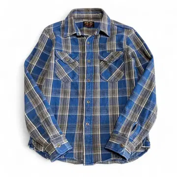 UES 헤비 플란넬 셔츠 블루 x 그레이 사이즈 2