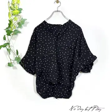 맥피 도트 무늬 블라우스 레이온 돌먼 스키퍼 테일 컷