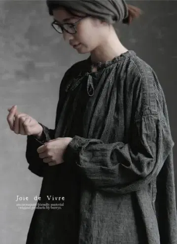 joie de vivre 린넨 글렌체크 빈티지 원피스