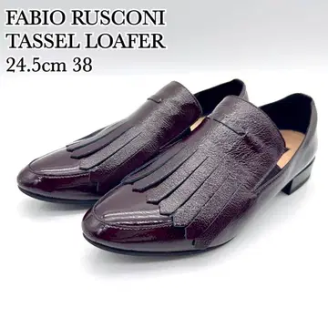 파비오 루스코니 태슬 로퍼 다크 브라운 가죽 페이턴트