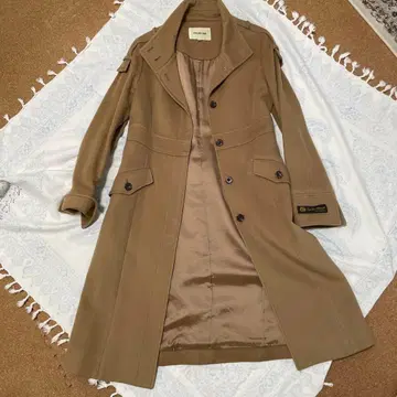 울 혼방 롱 코트 트렌치 스타일 브라운 계열