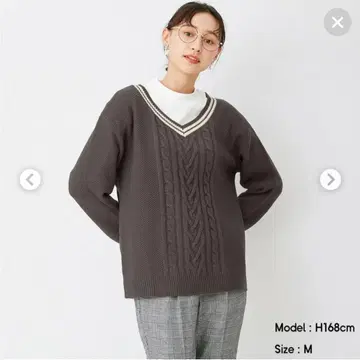 GU 케이블 칠드런 스웨터 V넥 L