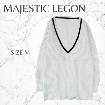 마제스틱 레곤 프레피 깊은 V넥 라인 긴팔 니트 스웨터 M