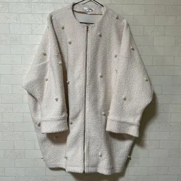 Myu 펄 장식 플리스 자켓