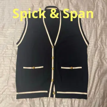 Spick & Span 네이비 라인 니트 베스트