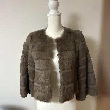 브라운 퍼 숏 판초