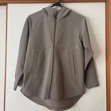 DANSKIN 베이지 후드 부착 지퍼 후드티