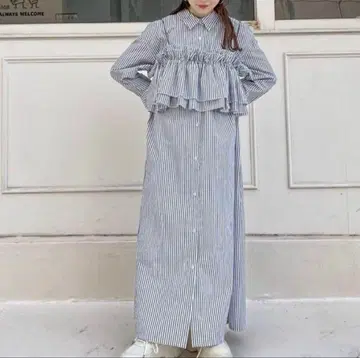 LOWRYS FARM [새상품급] 뷔스티에&셔츠 원피스 스트라이프