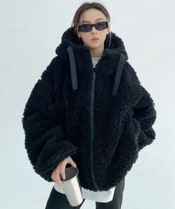 블랙 후드 부착 보아 후드티 Dalfwin 신상