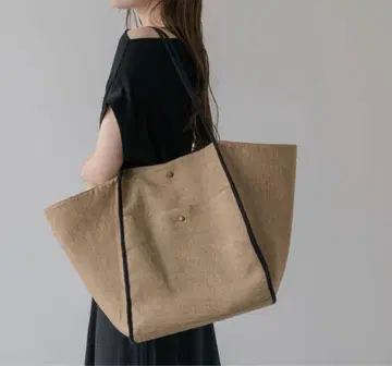 [ 거의 미사용 ] NEUNA 포켓 부착 2way 린넨 느낌 빅 토트백