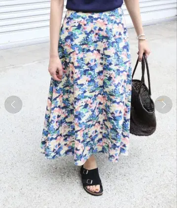 [ IENA ] 플라워 코튼 피케 플레어 스커트 34 꽃무늬