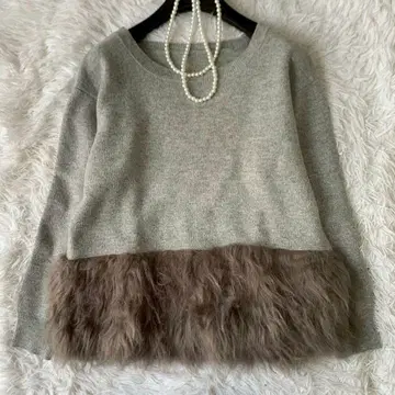 LOUNGEDRESS 인조 모피 도킹 니트 이소재