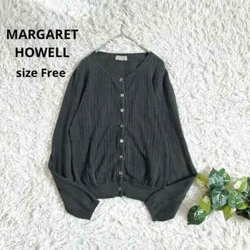 마가렛호웰 코튼 니트 가디건 레이스 편직 쉘 버튼 그레이