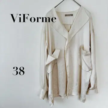 비름 포켓 긴팔 셔츠 광택 베이지 무지 38 블라우스