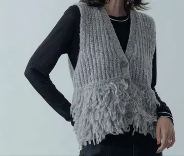 GALLEST 프린지 니트 베스트 M