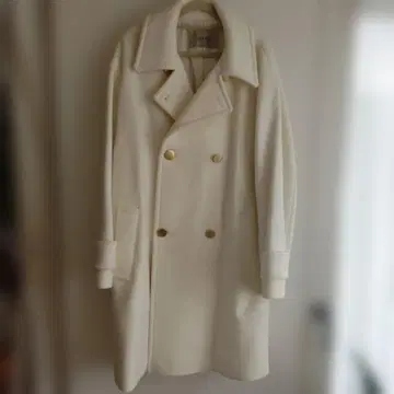 JUSGLITTY 화이트 더블 브레스트 체스터 코트 사이즈 2