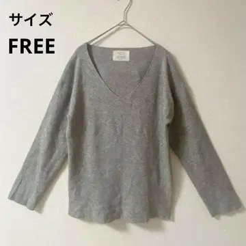 [언그리드] V넥 스웨터 니트 리브 그레이 FREE