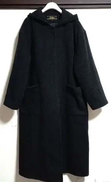 레리안 후드 부착 다크 그레이 롱 코트 기재 사이즈 9