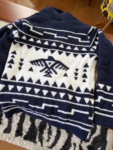 베어가디건 네이비 x 화이트 가디건 사이즈 S