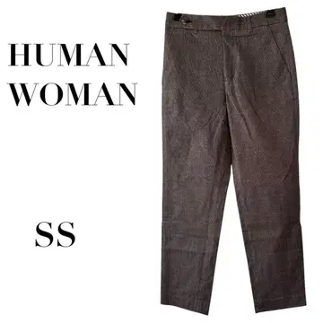 휴먼 우먼 코튼 팬츠 브라운 SS 고급 심플 무지 슬림 레그