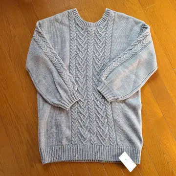 새상품 유나이티드 애로우즈 그레이 울 혼방 니트 튜닉 스웨터 택 포함