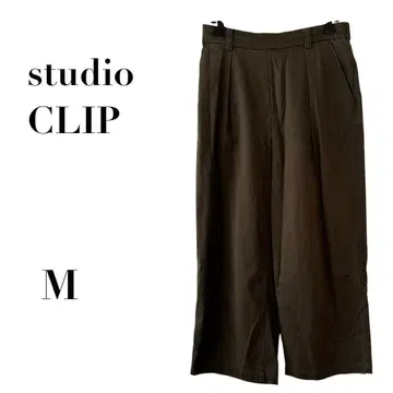 스튜디오 클립 와이드 팬츠 카키 M 무지 허리밴딩 캐주얼