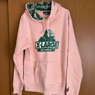 X-LARGE 핑크 후드티 후드 부착