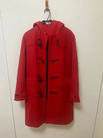 RAGEBLUE 레이지블루 빨간색 후드 부착 더플 코트 토글 버튼