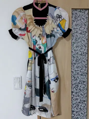 아트 프린트 반팔 원피스 수입 개성있는 아트