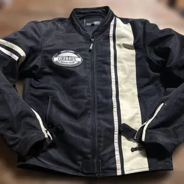 GREEDY 그리디 바이크 라이더 자켓 메쉬 안감 블랙 크림 M 사이즈