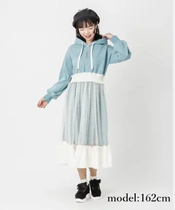 [ 미사용 새상품 ] 도트 튤 후드티 원피스 axes femme